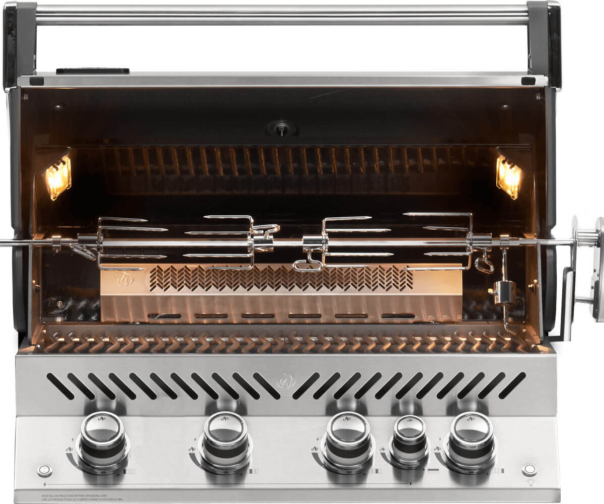 Napoleon Prestige PRO 500, Edelstahl, Einbaugrill, inkl. Drehspieß