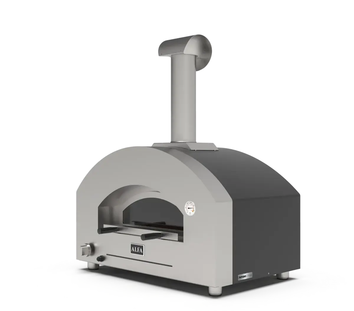 Alfa Forni Futuro 2 Pizze Silber Schwarz